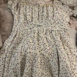Floral Kids Dress in Purple and Yellow